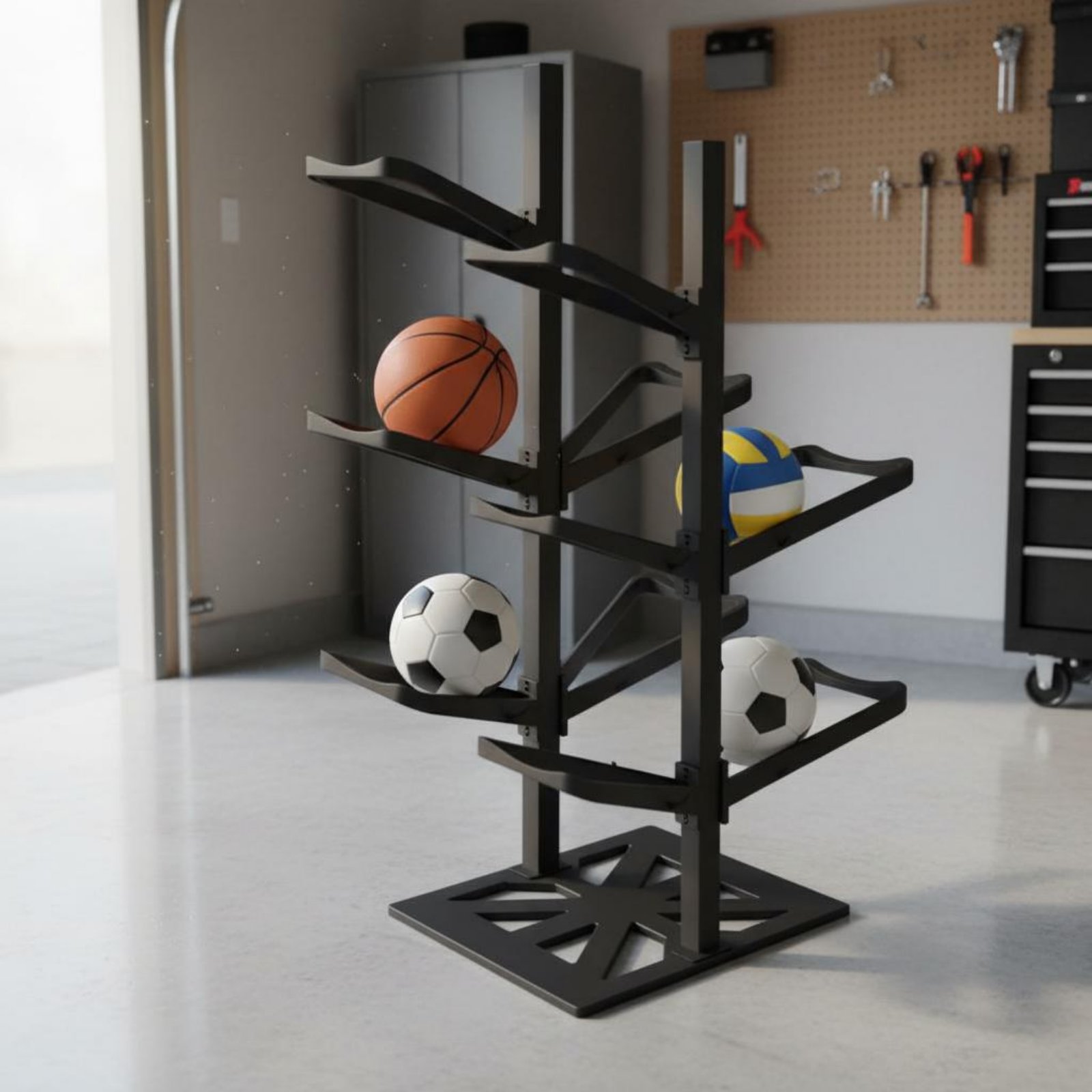 Stojak na piłki do koszykówki, – Sports Equipment Garage Organizer recenzja i cena